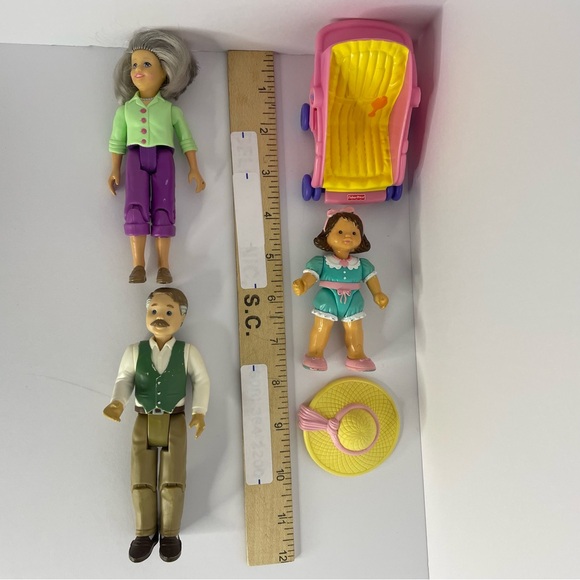 Fisher Price Loving Family Grandma Grandpa and Little Girl Stroller Mixed Years - Picture 13 of 13